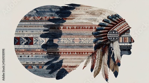 Artistic concept of USA indigenous tribal representation with traditional patterns