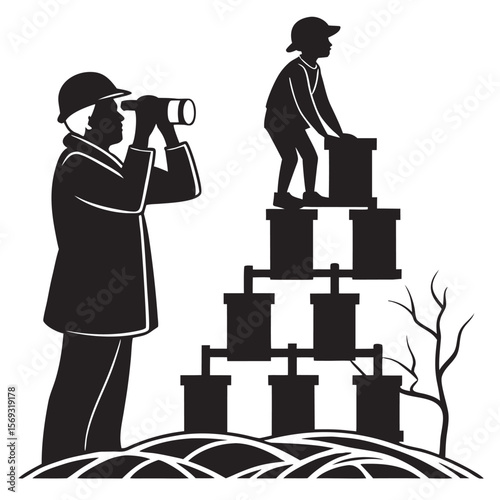 black silhouette vector of hierarchical structure layout