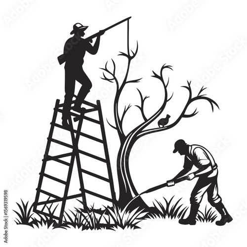 black silhouette vector of hierarchical structure layout