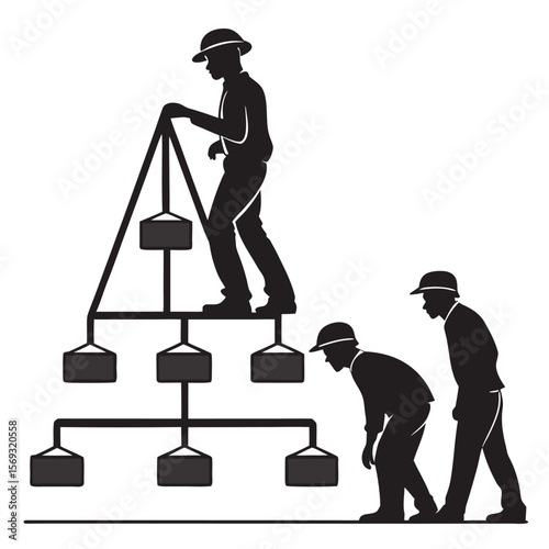 black silhouette vector of hierarchical structure layout