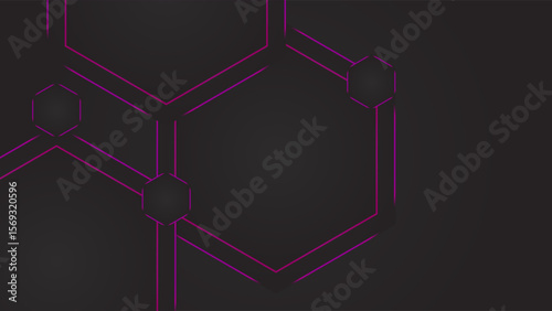 ABSTRACT GRADIENT DARK BACKGROUND DESIGN WITH GEOMETRIC HEXAGON GRADIENT PURPLE PINK COLOR SHAPES PATTERN VECTOR TEMPLATE GOOD FOR MODERN WEBSITE, WALLPAPER, COVER DESIGN 