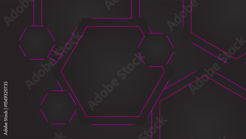 ABSTRACT GRADIENT DARK BACKGROUND DESIGN WITH GEOMETRIC HEXAGON GRADIENT PURPLE PINK COLOR SHAPES PATTERN VECTOR TEMPLATE GOOD FOR MODERN WEBSITE, WALLPAPER, COVER DESIGN 