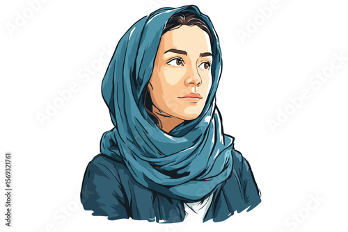 young beautiful woman wearing a hijab isolated
