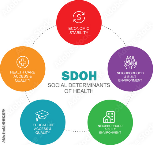 SDOH – Social Determinants of Health Vector Infographic for Medical, Public Health, and Educational