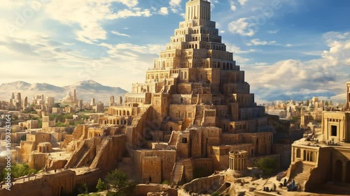 Ancient city, layered structure, desert landscape