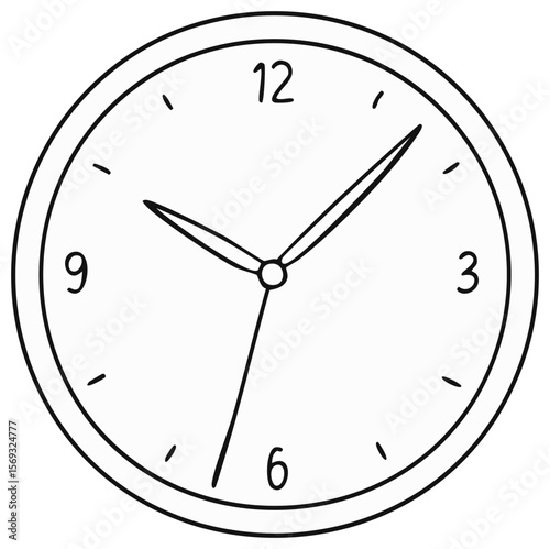 Illustration of a white wall clock with numbers, showing ten twenty-nine, on transparent background; time concept.