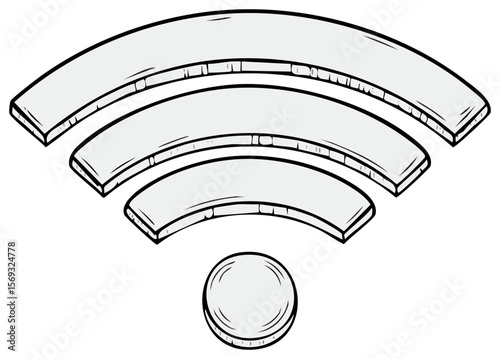 Hand-Drawn Wifi Symbol on Transparent Background for Technology and Connection Concepts; Simple Graphic Icon for Web Design