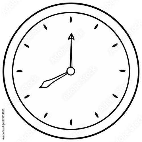 Simple line art illustration of a clock face showing eight o'clock on a white background with a black outline.
