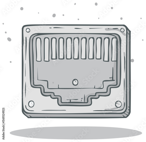 Illustration of an RJ45 connector isolated on transparent background. Connectivity concept of the port for the internet connection.