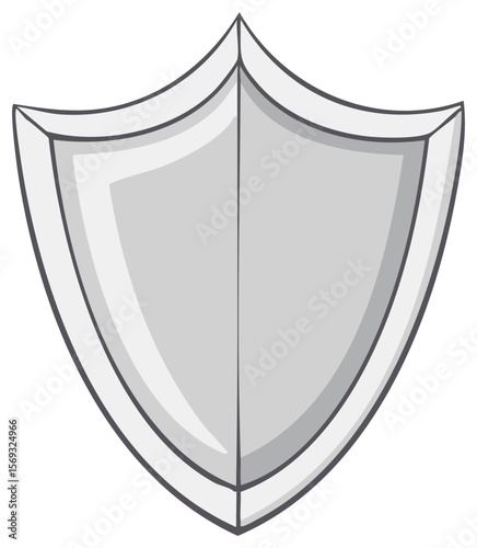 Stylized gray shield symbol with clean lines, providing a cartoon vector graphic for digital design use, great for branding.