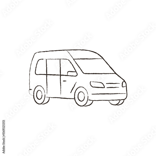 line vector illustration of a minibus. hand-drawn minibus. minibus side view. minibus, car, minivan.