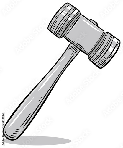 Illustration of a gray gavel with a shadow on a transparent background, representing justice, law, legal system, and court decisions