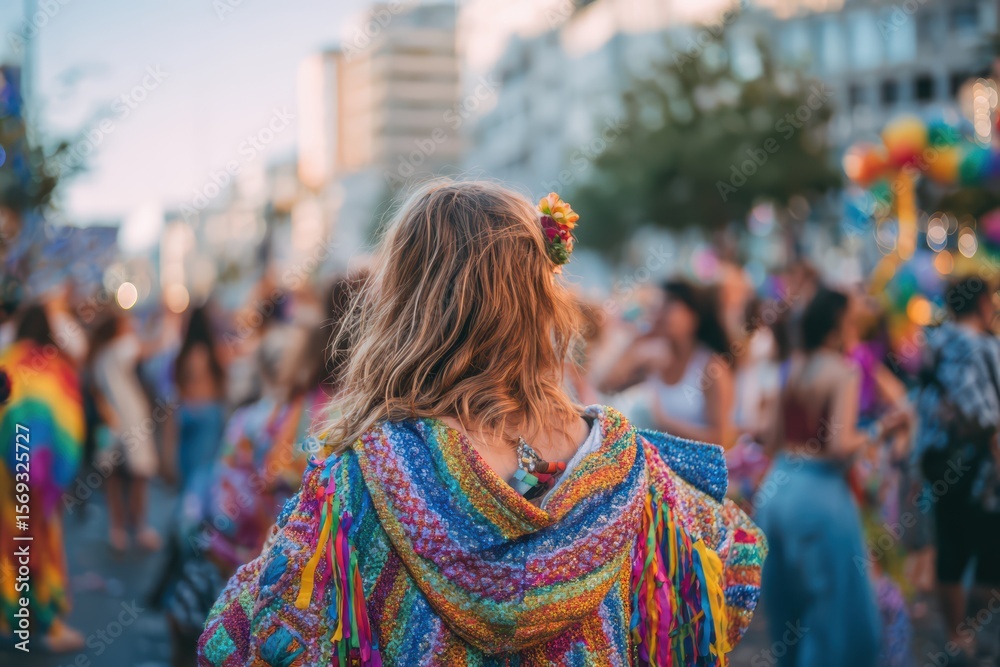 Fototapeta premium dancing in colourful costume in crowd