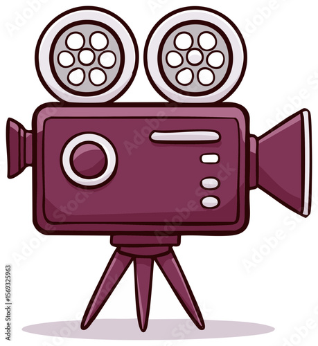 Vintage Style Camera on Tripod with Detailed Lens and Button Elements for Film Making and Video Production Projects
