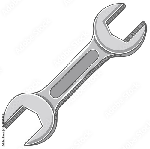 Illustration of a silver wrench on a transparent background, perfect for technical or handyman themed designs