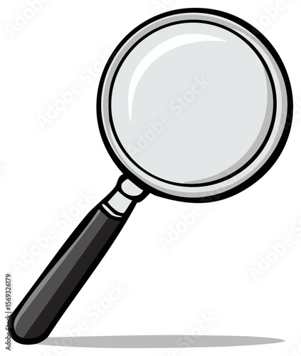 Magnifying glass illustration, search icon, zoomed view concept, hand lens for investigation and optical inspection, isolated transparent background