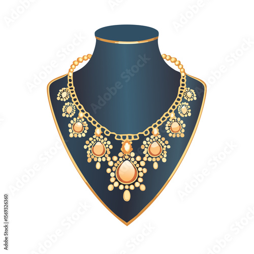 Elegant Golden Necklace on a Display Stand: Showcase of Fine Jewelry