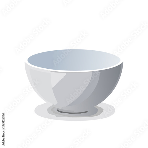 Illustration of a ceramic bowl for soups and salads with shadows