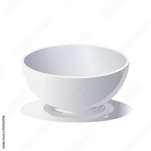 Simple White Ceramic Bowl Isolated on Black Background, Modern Kitchenware
