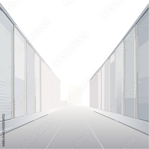 Vector Illustration of an Urban Tunnel or Walkway with Perspective View