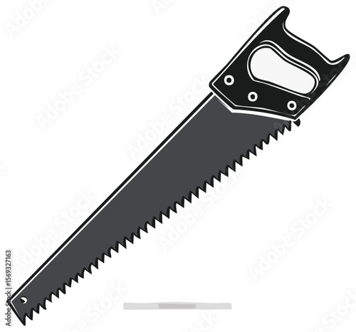 Illustration of a gray handsaw on a transparent background, perfect for woodworking projects and tool-related designs