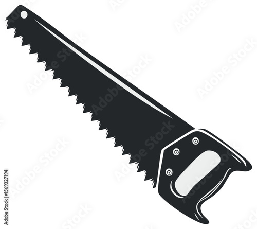 Hand saw vector illustration for carpentry, woodworking, construction, and crafting projects on transparent background.