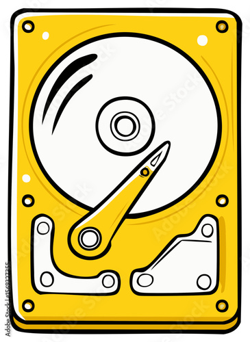 Hard disk drive illustration showing the storage device in a computing system; useful for data storage, access, backup, and retrieval concepts.