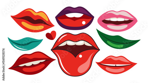 High-Resolution Lips Vector Illustration – White Background