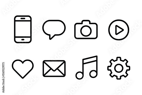 Set of simple line icons for mobile and multimedia applications. Vector illustration in modern thin line style – stock vector