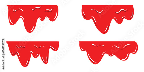 Blood Dripping. Vector set of drops of blood on an isolated transparent background. Drops, spatter of blood PNG, drips of blood PNG.