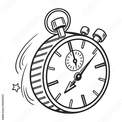  line art icon of time management stopwatch.