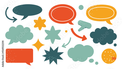 Cute Hand-Drawn Speech Bubble Vector Set – Includes Various Doodle Style Chat Balloons and Thought Bubbles – Perfect for Stickers, Comics, Notes, and Fun Designs

