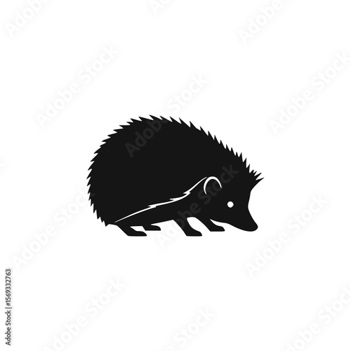 Silhouette of a hedgehog with its young, depicted in a minimalist, graphic style.