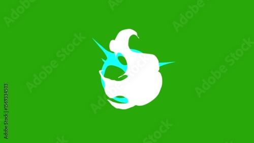 Cartoon Style Liquid Motion Elements, 4K Abstract White Doodle Transitions, Smoke & Splash FX with Transparent Alpha for Creative VFX & Promo Videos, Green Screen Background. 4K