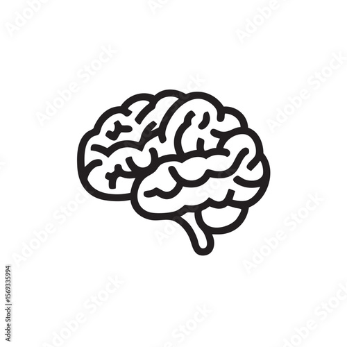 A simple black and white outline of a human brain.