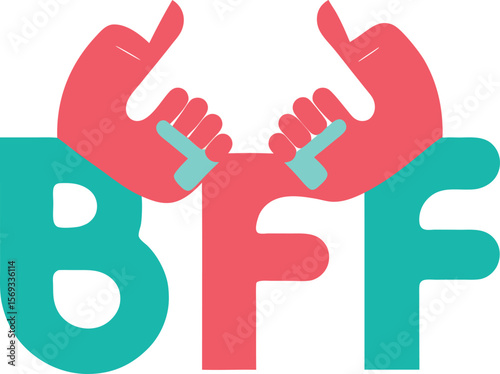 Best Friends Forever: A colorful graphic depicts two hands clasped together, above the letters BFF, symbolizing eternal friendship and a strong bond.