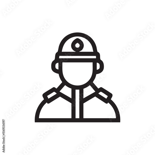A firefighter or rescuer in uniform, simple outline.