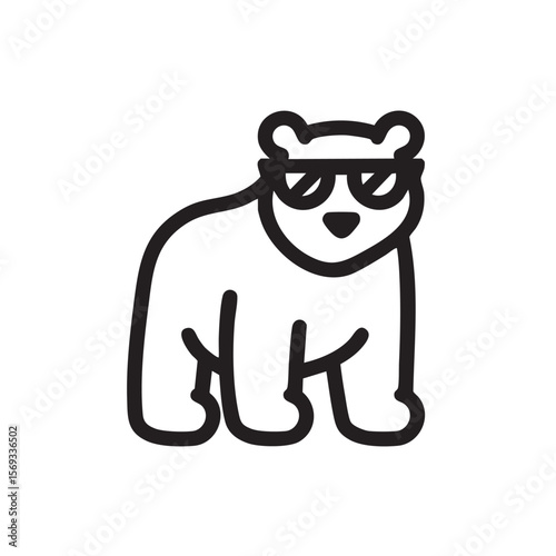 A cool bear wearing sunglasses in a simple outline.