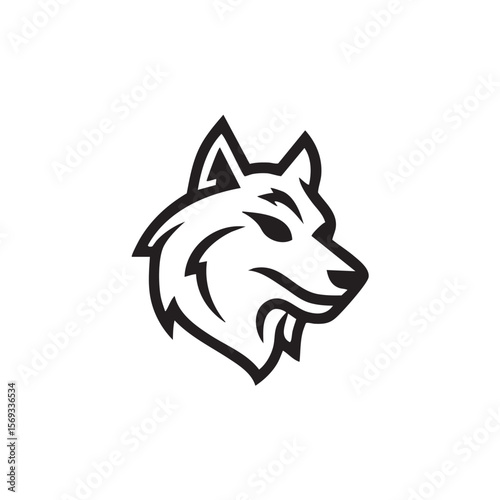 A fierce wolf head depicted in a strong outline.

