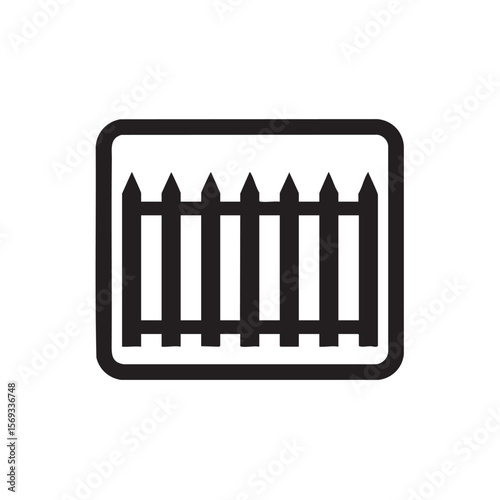 A simple icon of a picket fence within a rounded square.

