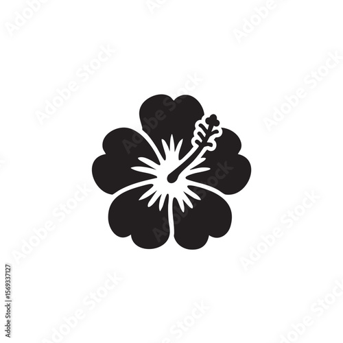 A black silhouette of a hibiscus flower.