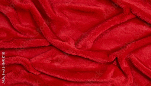 Red Soft Fur Texture. Wrinkle Surface. Background. Wallpaper.