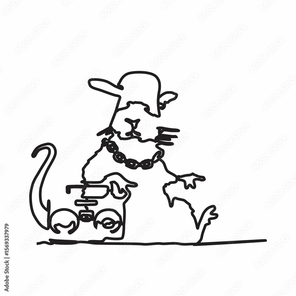 Fototapeta premium A funny rat line drawing