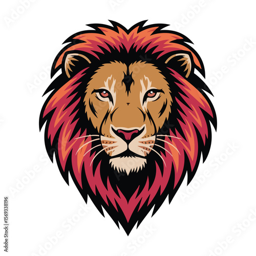 Fierce Lion Head With Fiery Mane animal face