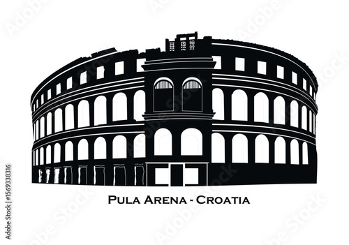 Vector sketch of Coliseum in Pula, Croatia. 