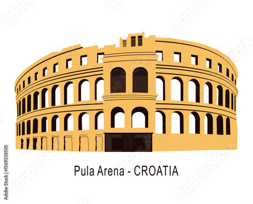 Vector sketch of Coliseum in Pula, Croatia. 
