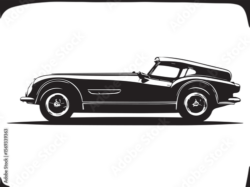 Classic Vintage Style Car Silhouette with a Retro Design Look. Stylized Illustration of a Classic Vintage Car.