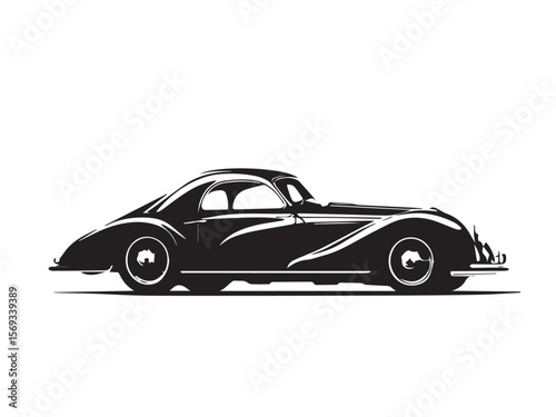 Classic Vintage Style Car Silhouette with a Retro Design Look. Stylized Illustration of a Classic Vintage Car.
