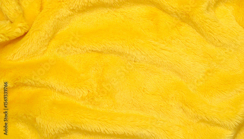 Yellow Soft Fur Texture. Wrinkle Surface. Background. Wallpaper.