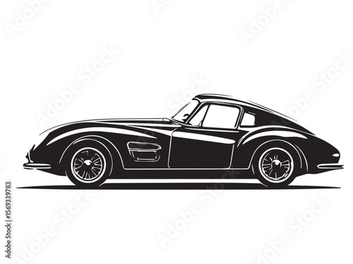 Classic Vintage Style Car Silhouette with a Retro Design Look. Stylized Illustration of a Classic Vintage Car.